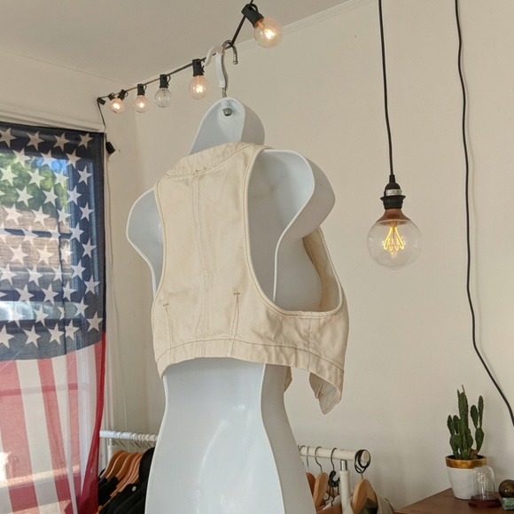 Free People Cropped Cream Denim Vest - Picture 3 of 3